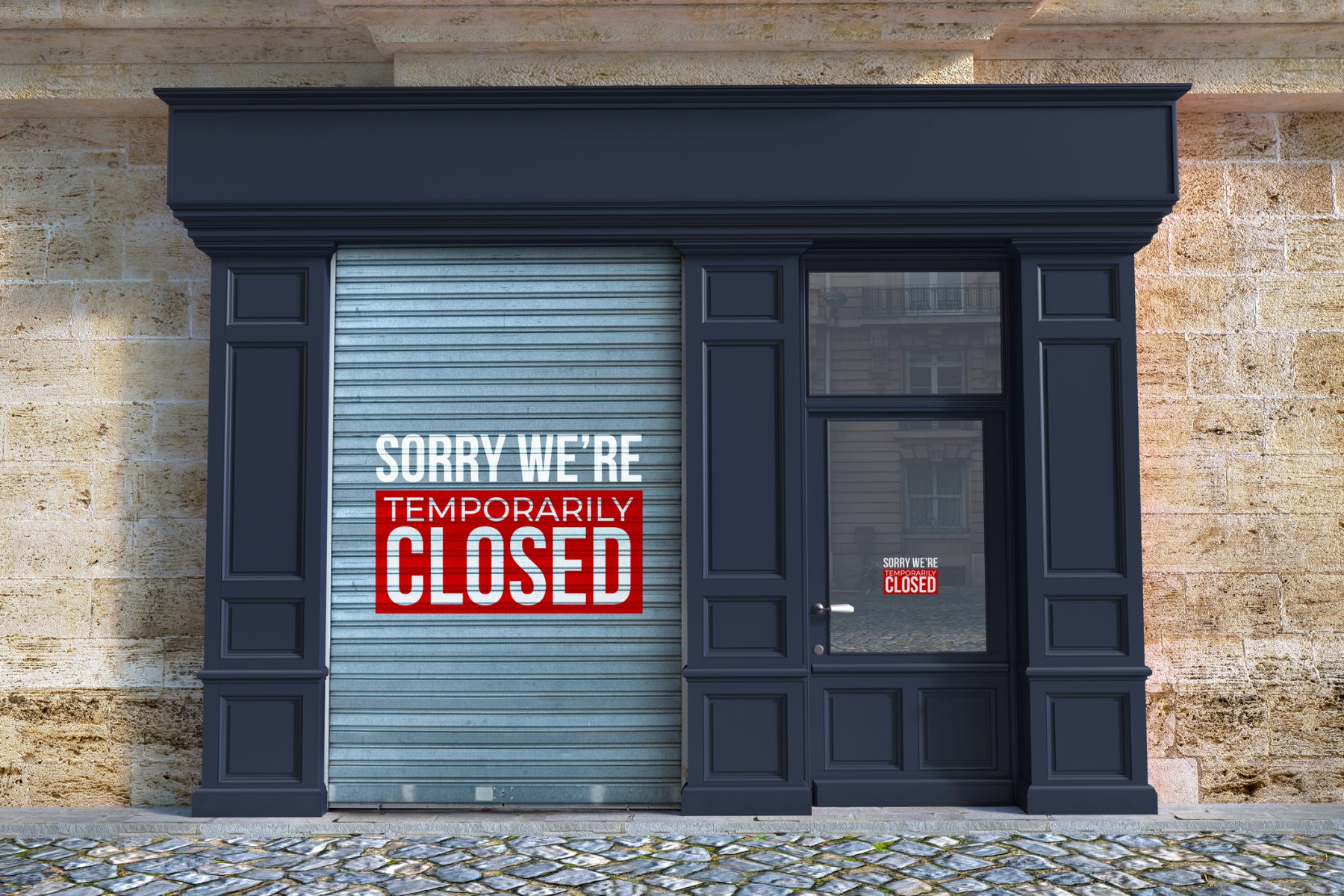 A business is closed down temporarily after being damaged by a natural disaster.